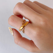 Despina Gold Buckle Double Cross Ring