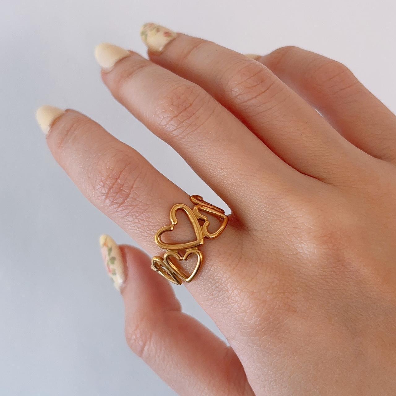 Emilia gold hollow hearts open ring