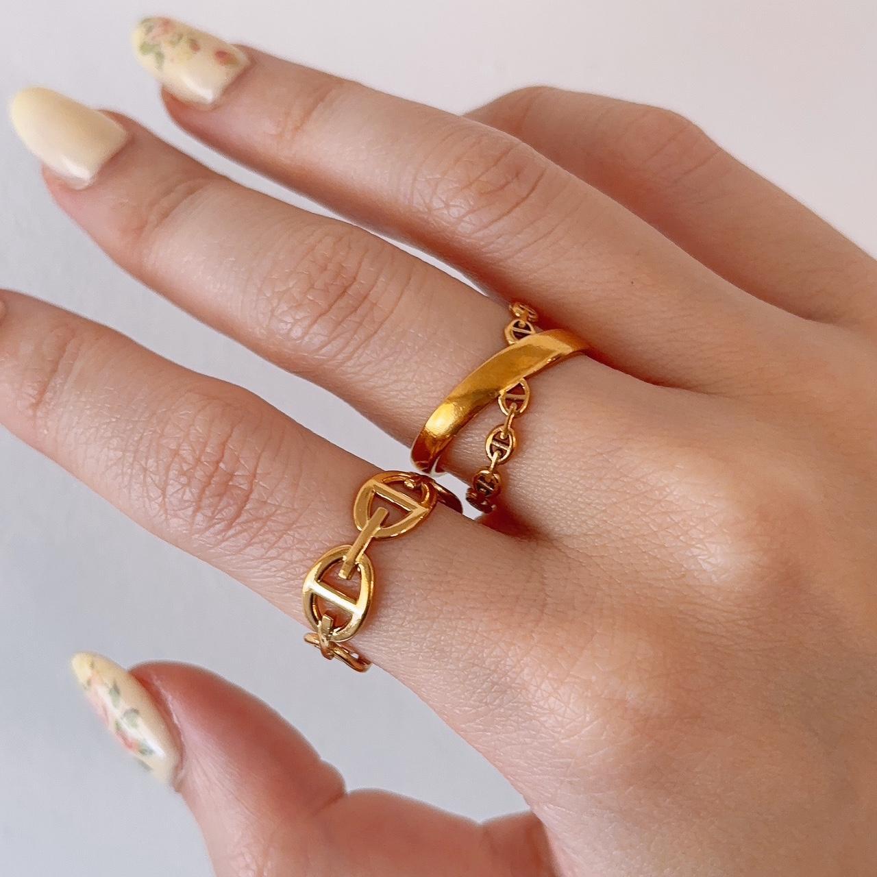 Despina Gold Buckle Double Cross Ring