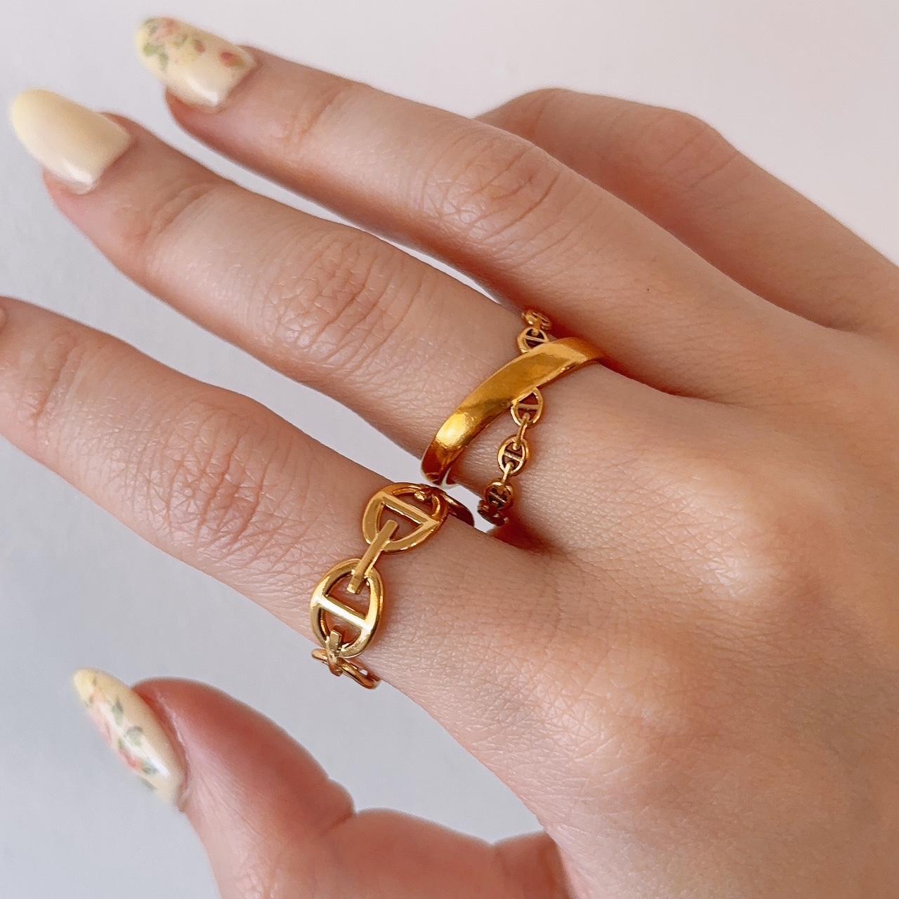 Despina gold buckle double cross ring