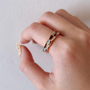Alice in Wonderland Maroon Checkered Enamel Open Ring