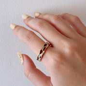 Alice in Wonderland Maroon Checkered Enamel Open Ring