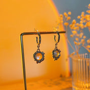 Antonia Moonstone Irregular Silver Hoop Stud Earrings