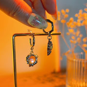 Antonia Moonstone Irregular Silver Hoop Stud Earrings