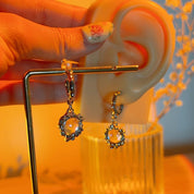 Antonia Moonstone Irregular Silver Hoop Stud Earrings