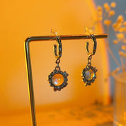 Antonia Moonstone Irregular Silver Hoop Stud Earrings
