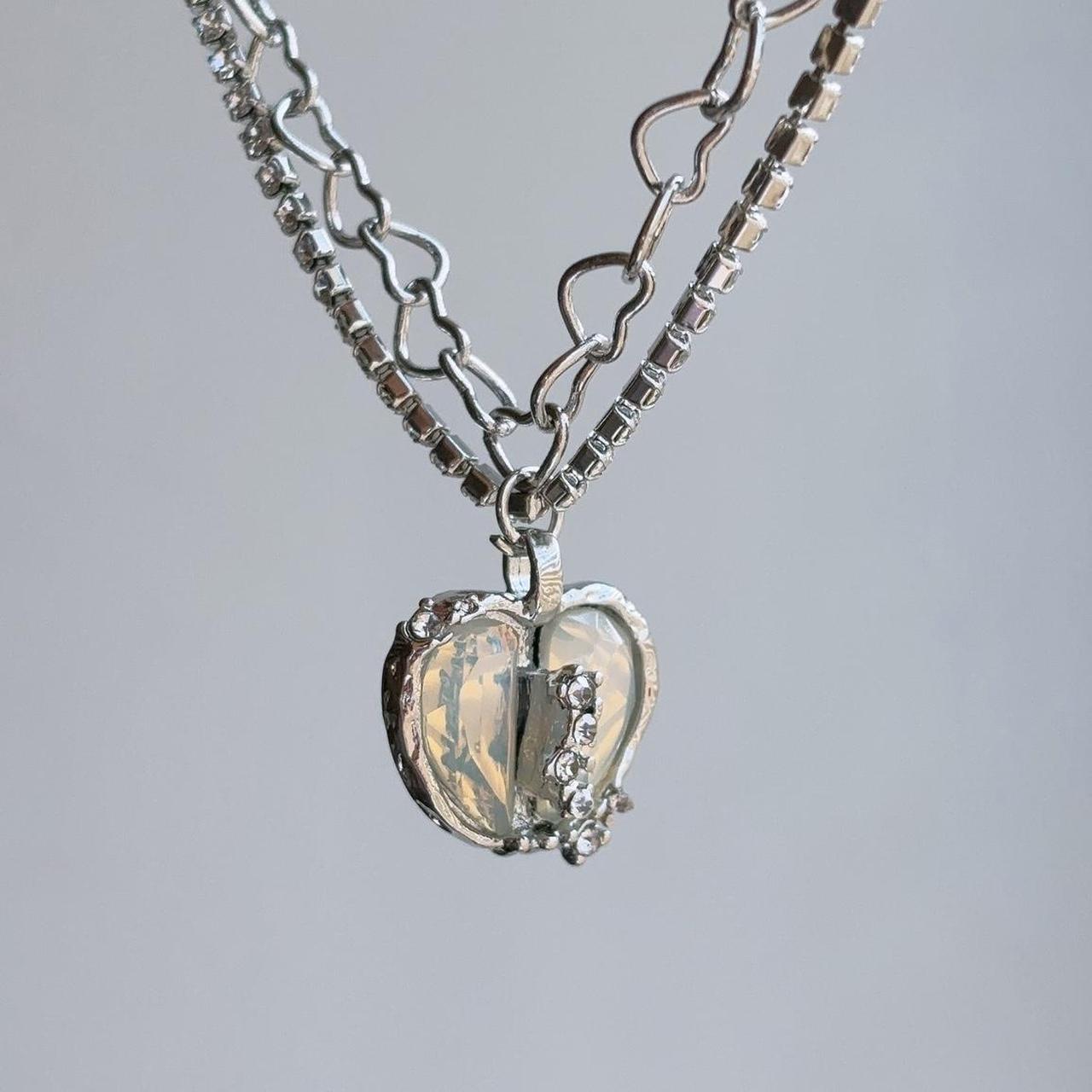 Apple heart double layered pendant necklace