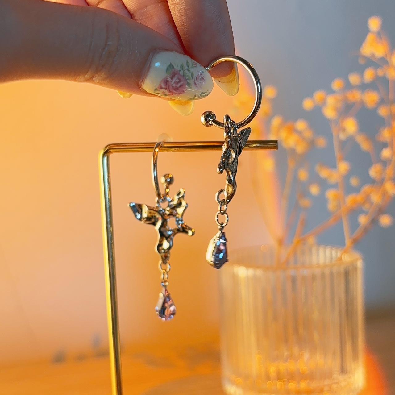 Atlas Butterfly Silver Hoop Stud Earrings