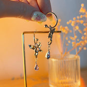 Atlas Butterfly Silver Hoop Stud Earrings
