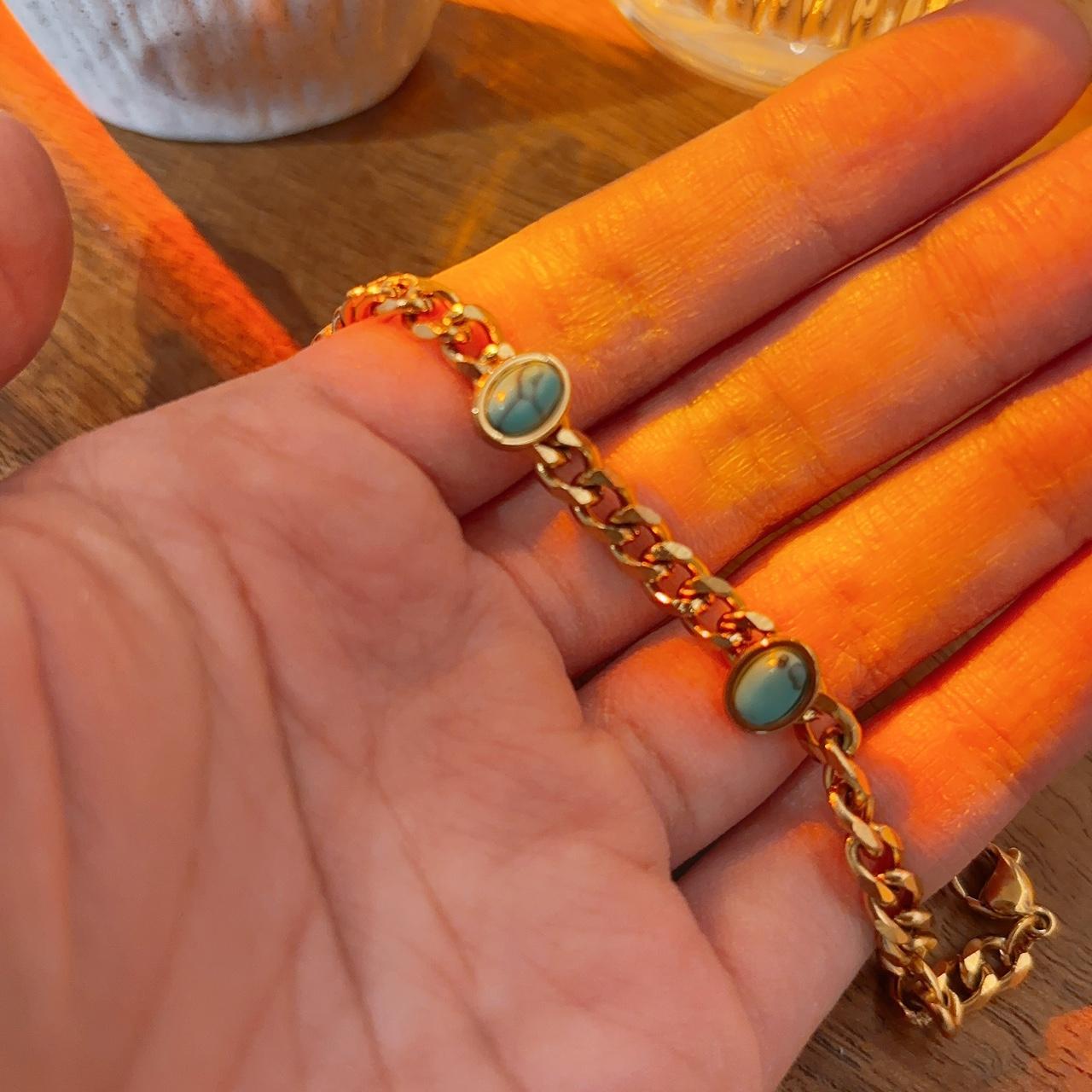 Carla turquoise stone chunky chain gold bracelet