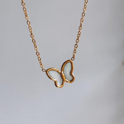 Chantal butterfly shell pendant gold necklace