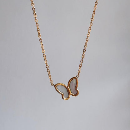 Chantal butterfly shell pendant gold necklace