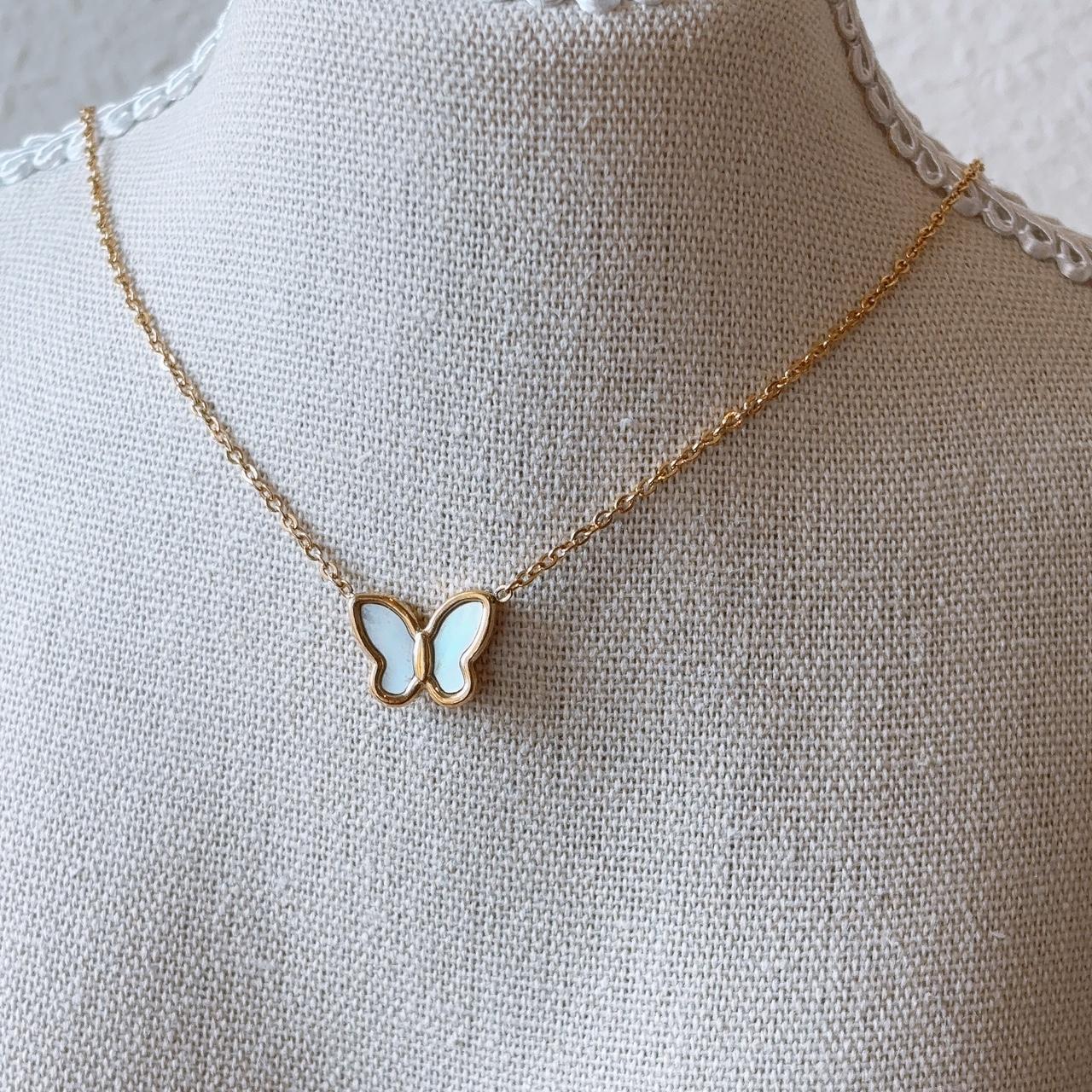 Chantal butterfly shell pendant gold necklace