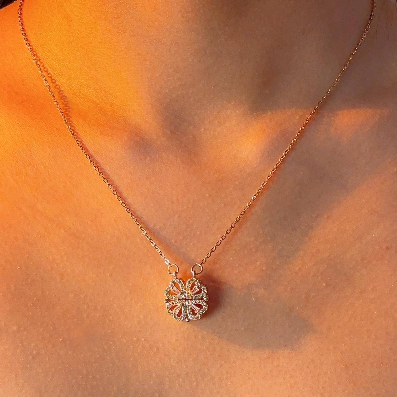 Clover hearts gold necklace