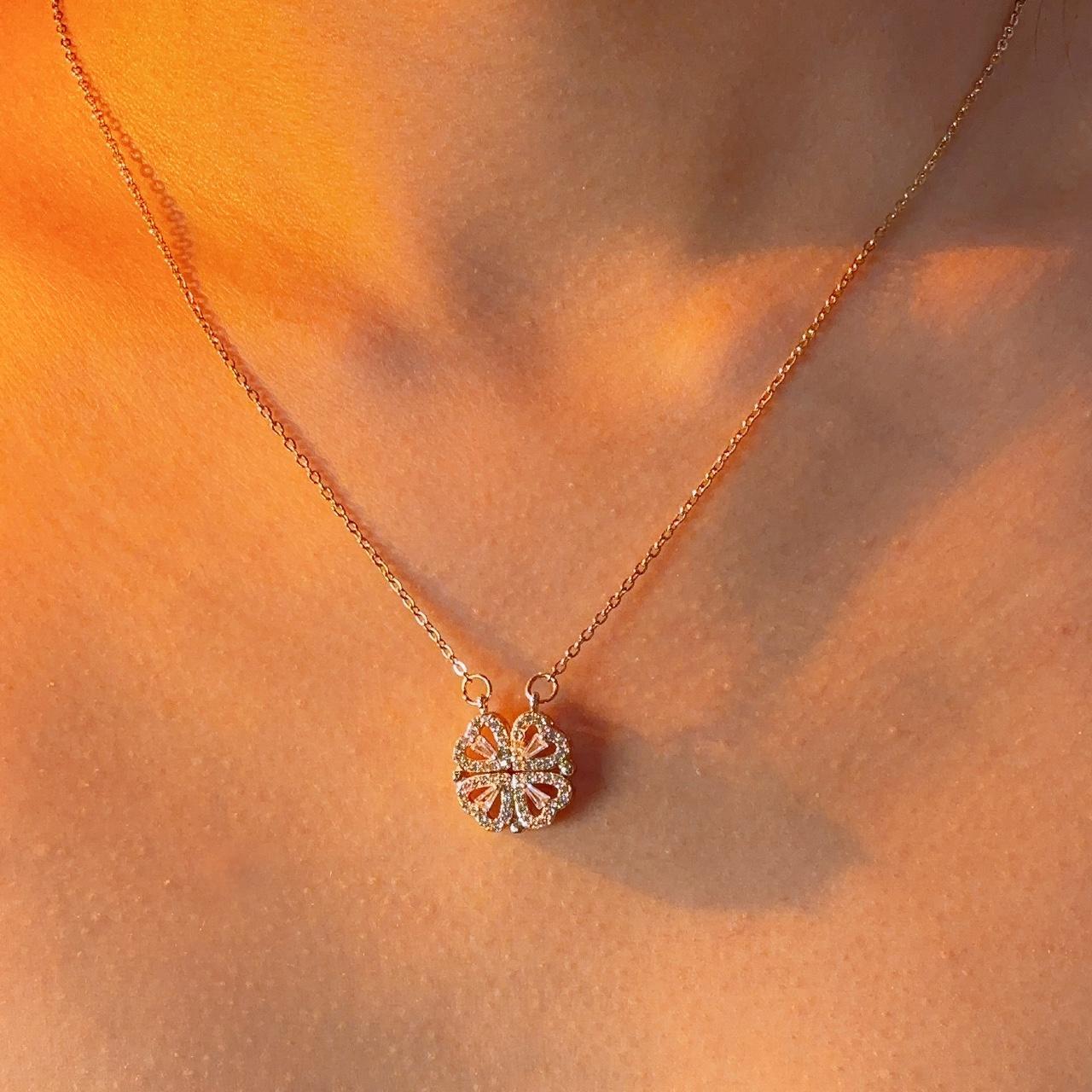 Clover hearts gold necklace