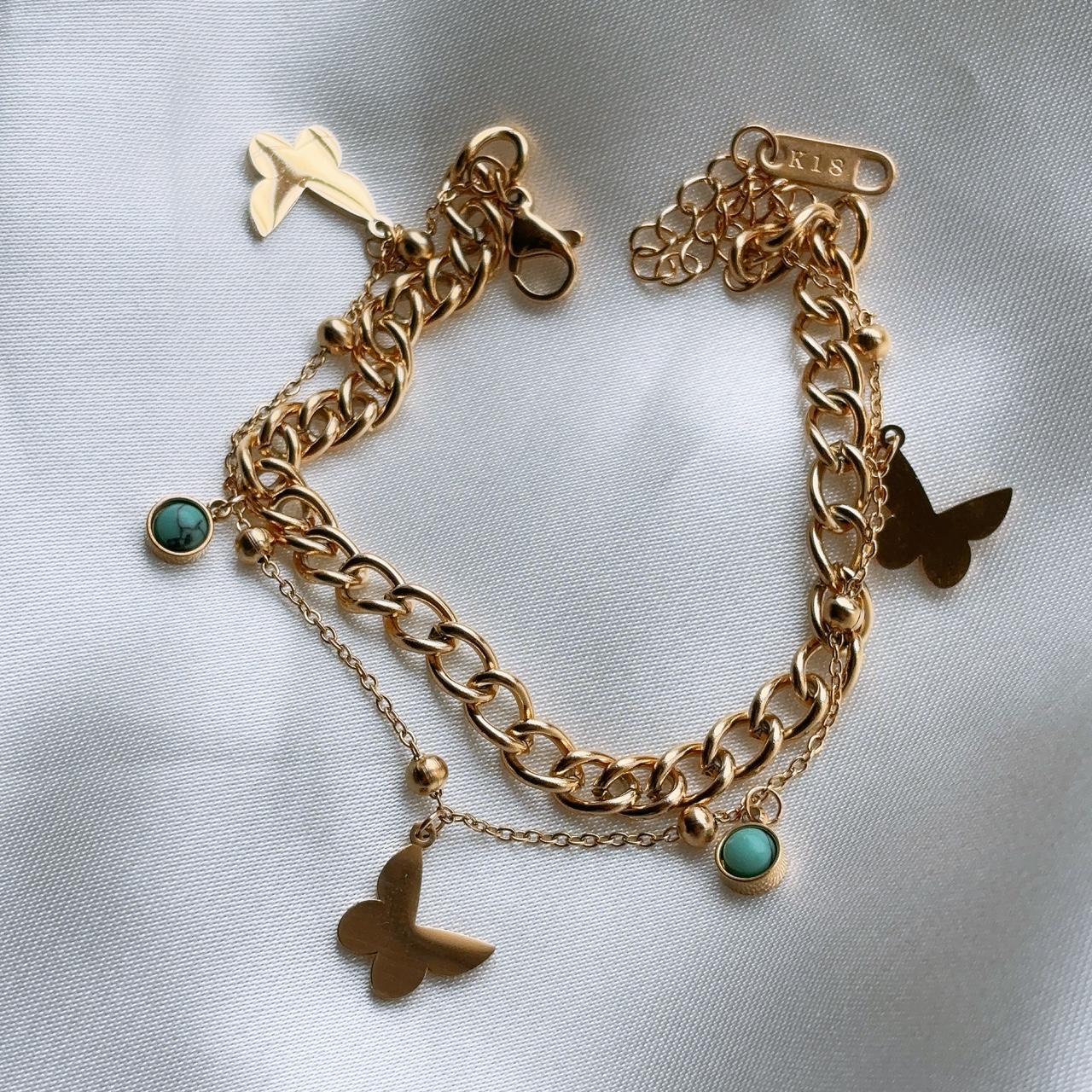 Corinne Butterfly Turquoise Gold Bracelet