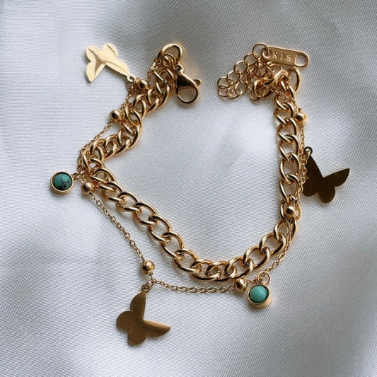 Corinne butterfly turquoise gold bracelet