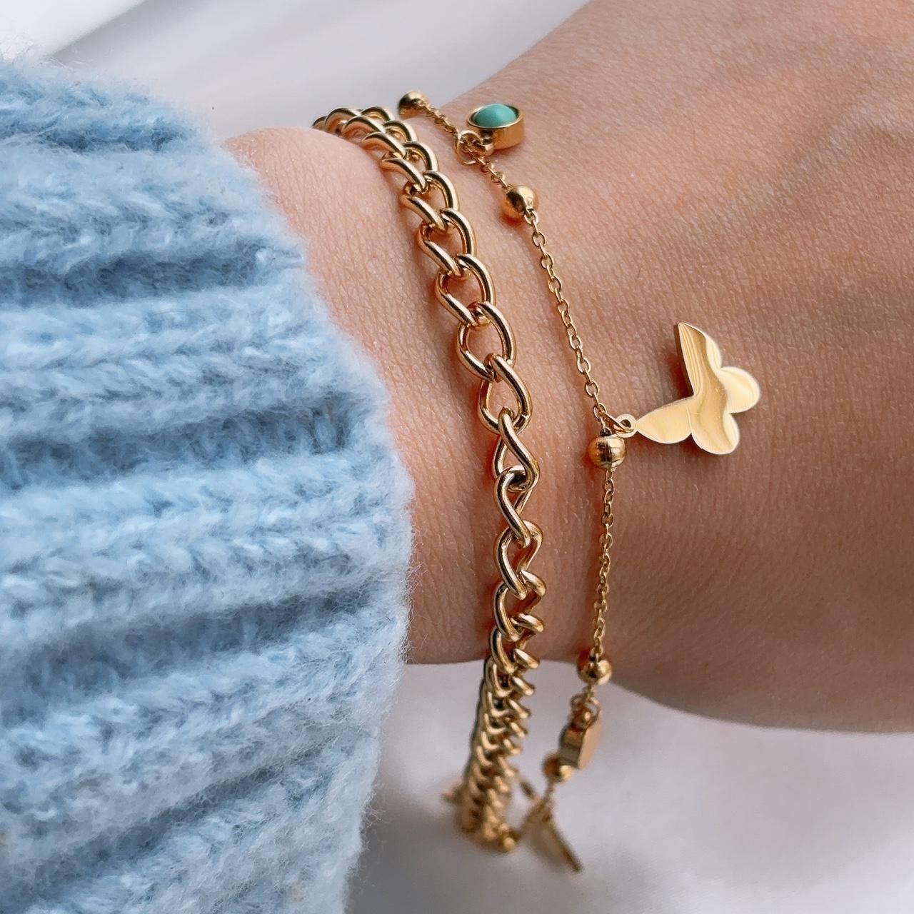 Corinne butterfly turquoise gold bracelet