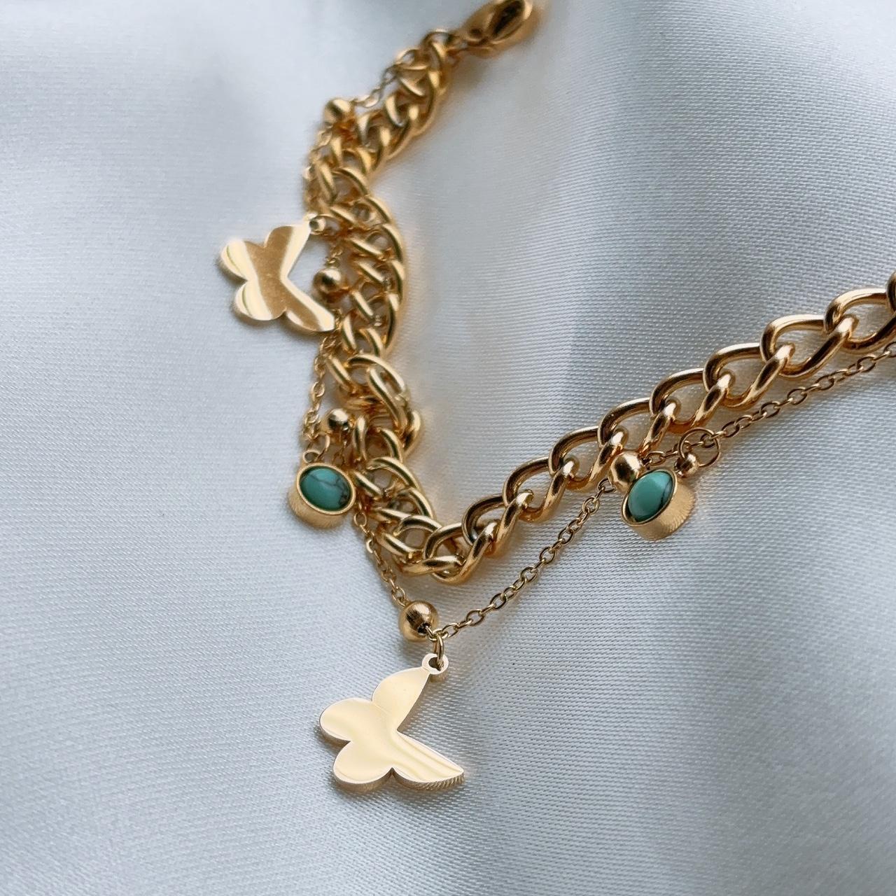 Corinne Butterfly Turquoise Gold Bracelet