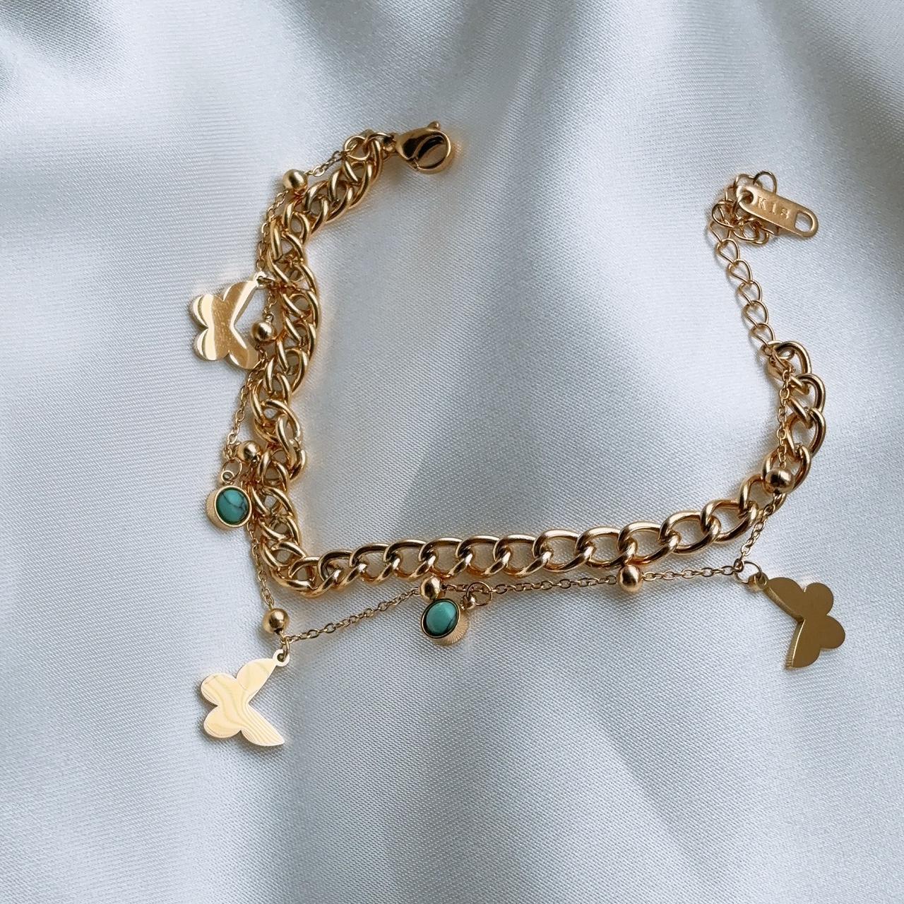 Corinne Butterfly Turquoise Gold Bracelet