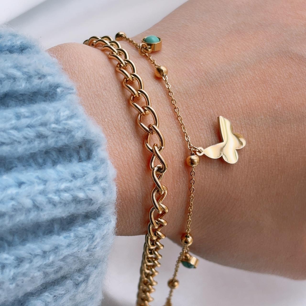 Corinne butterfly turquoise gold bracelet