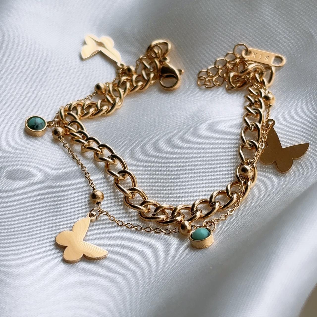 Corinne butterfly turquoise gold bracelet