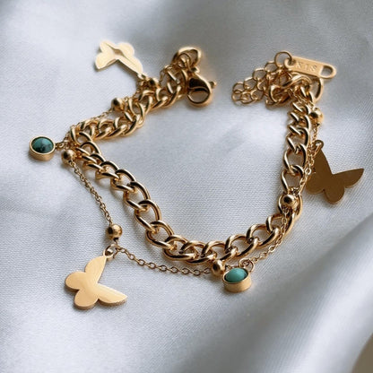 Corinne butterfly turquoise gold bracelet