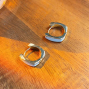 Fate Gold White Enamel Square Hoop Earring