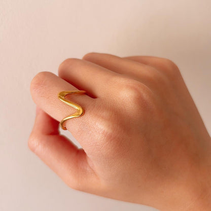 Feel my heartbeat wave gold ring