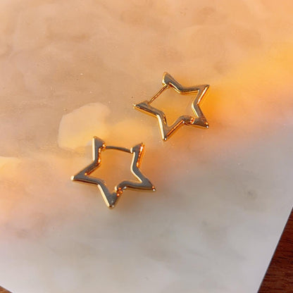 Galini Star gold hoop earrings