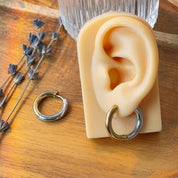Gold and Silver Contrast Medium Hoop Earrings