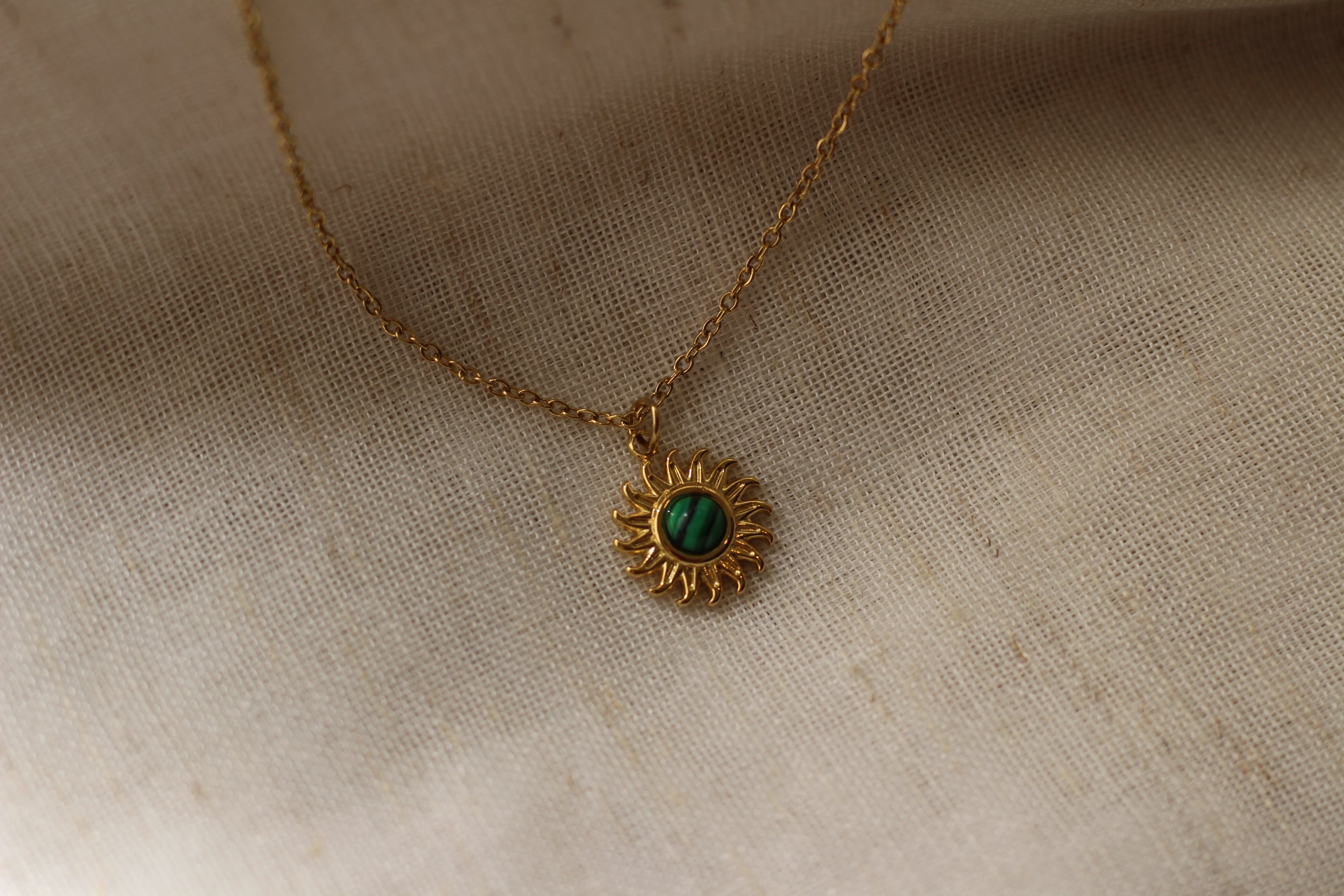 Emerald Sun Gold Necklace