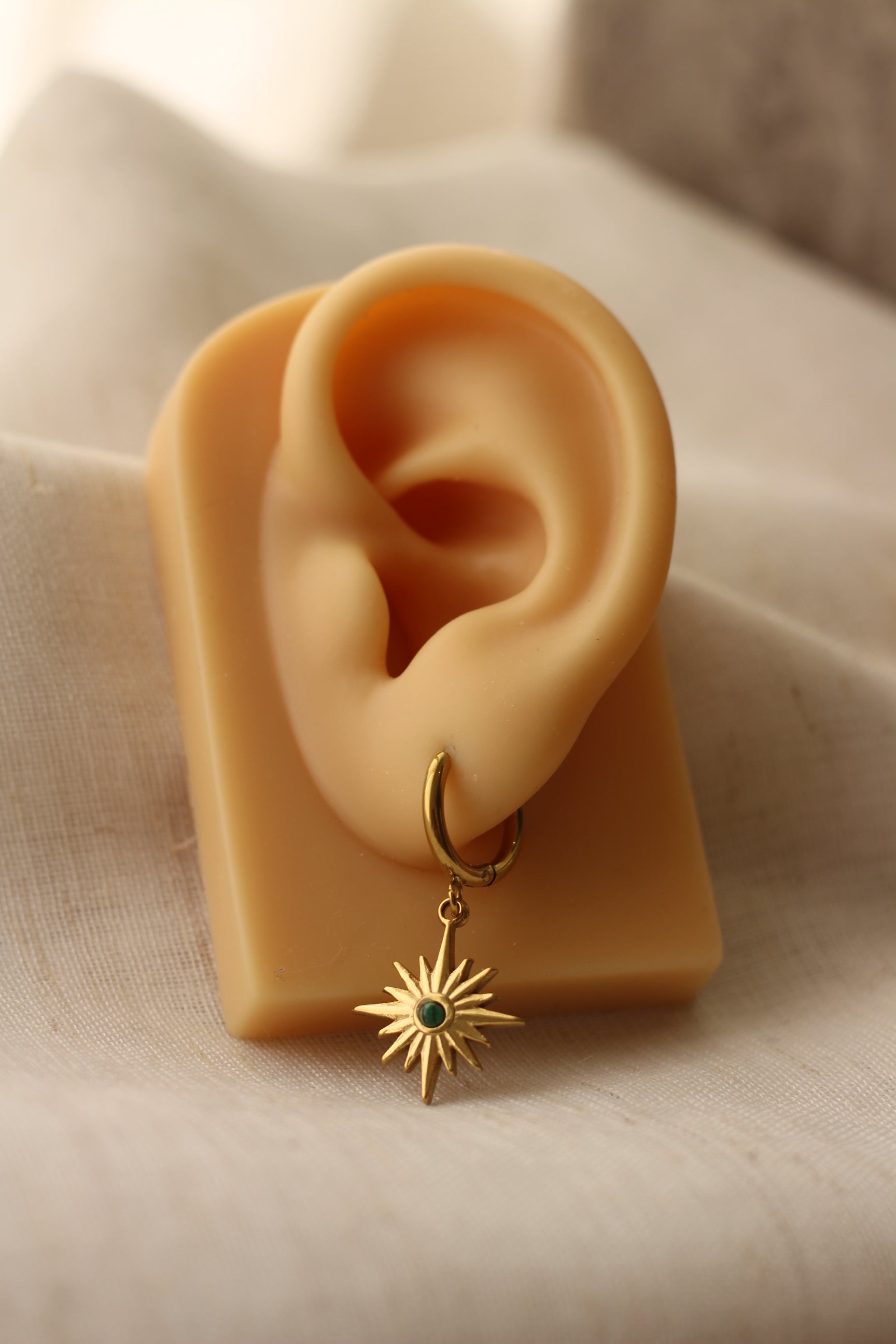 Emerald Sun Gold Earrings