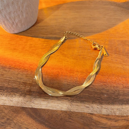 Intertwine twisted snake chain gold bracelet