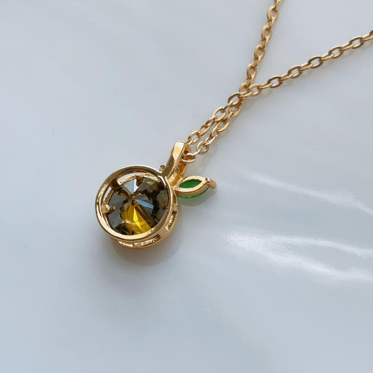 Lemon gem gold pendant necklace