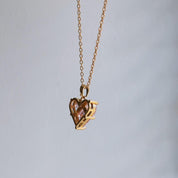 Louisa Pink Gem Heart Gold Necklace