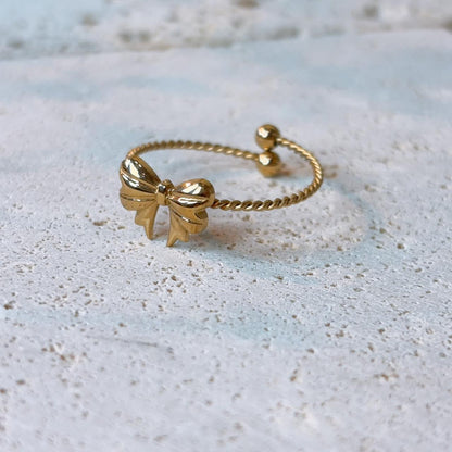 Love Ribbon dainty twisted open ring