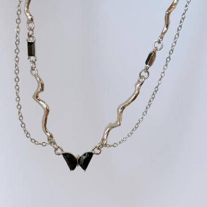 Lovett black butterfly silver necklace