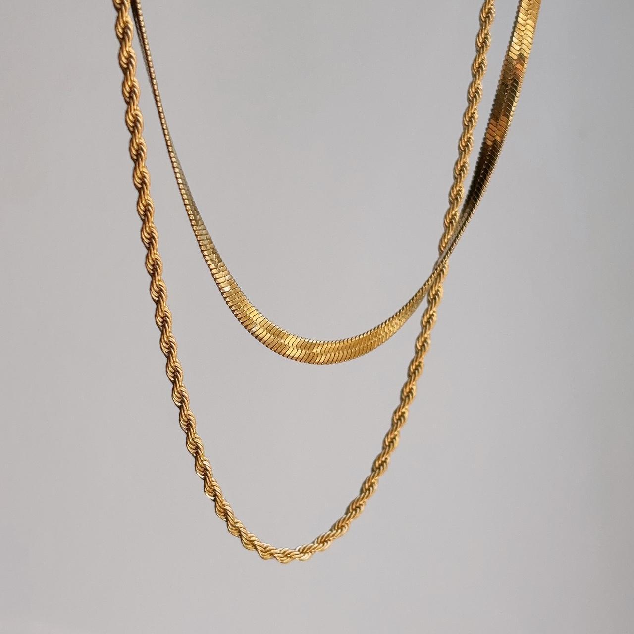 Lymseia gold double chain necklace