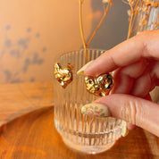 Marie Heart Gold Hammered Stud Earrings