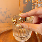 Marie Heart Gold Hammered Stud Earrings