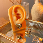 Marie Heart Gold Hammered Stud Earrings