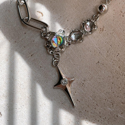 Moonlight silver star necklace