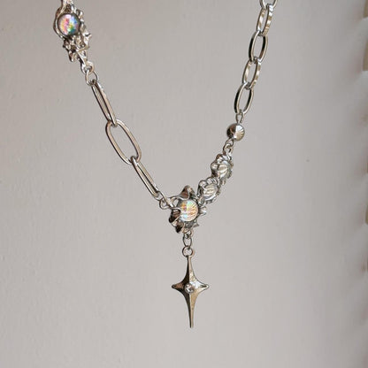 Moonlight silver star necklace