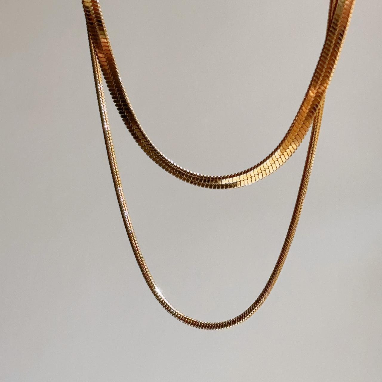 Noemie gold double chain necklace