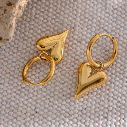 Valentine heart hoop gold earrings