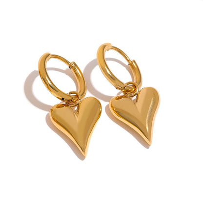 Valentine heart hoop gold earrings