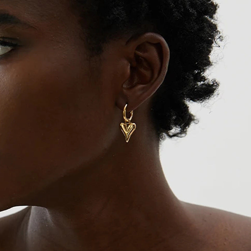 Valentine Heart Hoop Gold Earrings