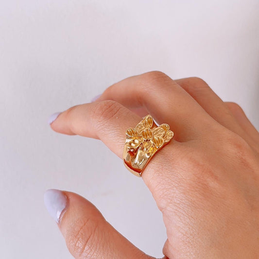 Flower reef gold chunky ring