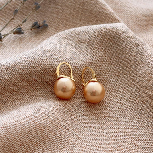 Posecco Pink golden pearl hoop earring